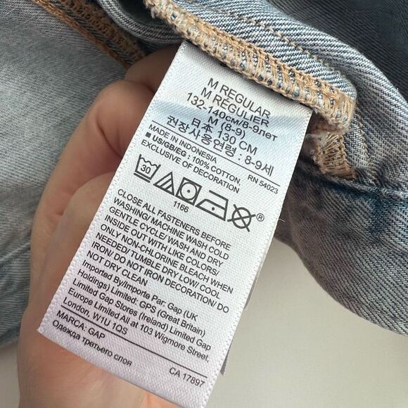 Gap Kids Button-Down Sequin Patches Denim Jacket Light Wash Blue Size M - Picture 11 of 13